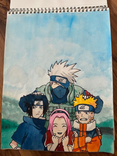 Team 7 water color Naruto Watercolor, Team 7 Naruto, Kakashi Drawing, Water Color Art, Naruto Team 7, Naruto Teams, Naruto Drawings, Naruto Kakashi, Team 7