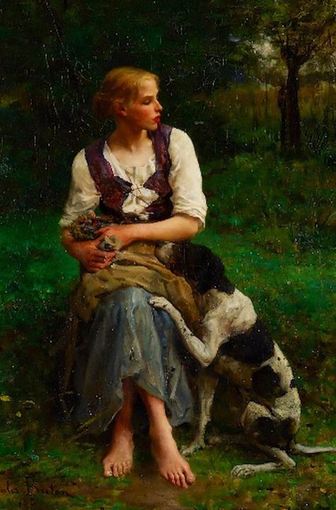 Jules Breton Jules Breton, Girl With Dog, Mammals, You Never, Auction, Internet, Energy, Tumblr, Memes