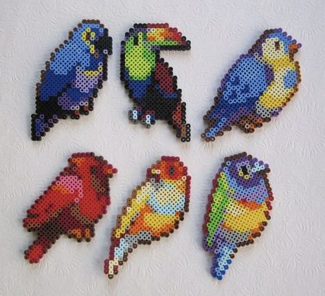 Parrot Perler Beads, Bird Perler Bead Patterns, Perler Templates, Game Display, Bead Things, Perler Ideas, Beads Art, Perler Art, Hama Bead