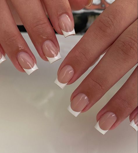 Hello Nails, Girly Acrylic Nails, French Tip Acrylic Nails, Short Square Acrylic Nails, Oval Nails, Square Acrylic Nails, French Tip Nails, Bits And Bobs, French Nails