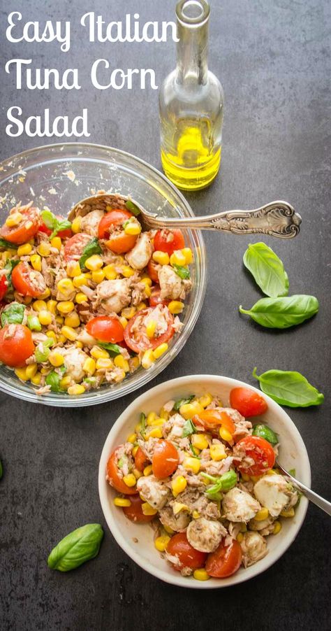 A delicious Summer recipe, An Easy Italian Tuna Corn Salad, fast and full of tomatoes, corn, and all fresh ingredients. A Summer favorite. Pasta Tuna Salad, Subway Tuna, Pasta Tuna, Tuna Fish Salad, Italian Tuna, Tuna Fish Recipes, Healthy Foods To Make, Tuna Salad Pasta, Healthy Food Guide