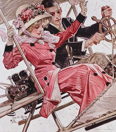 Leyendecker Art, Joseph Christian Leyendecker, Airplane Flight, Vintage Illustration Art, Retro Kunst, 캐릭터 드로잉, Norman Rockwell, Vintage Illustrations, 영감을 주는 캐릭터