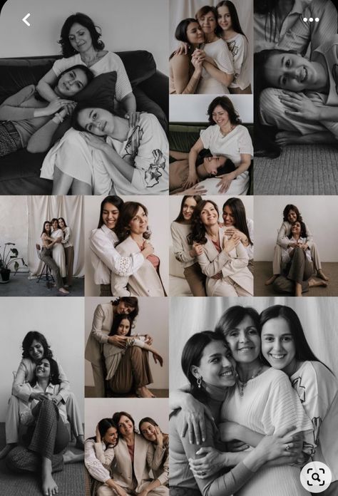 Adult Family Photos, Mother Daughter Photography Poses, Mom Daughter Photography, Generation Pictures, Generations Photography, Mommy Daughter Photoshoot, Daughter Photo Ideas, Studio Family Portraits, Family Photo Studio