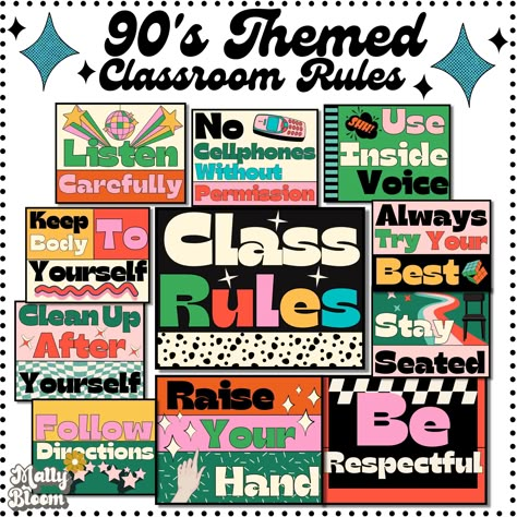 Pop Culture Classroom Decor, Detention Classroom Decor, Y2k Classroom Theme, Classroom Rules Poster Middle School, Edgy Classroom Decor, Rockstar Theme Classroom, Hip Hop Classroom Theme, 90s Retro Classroom Theme, Checkerboard Classroom Theme