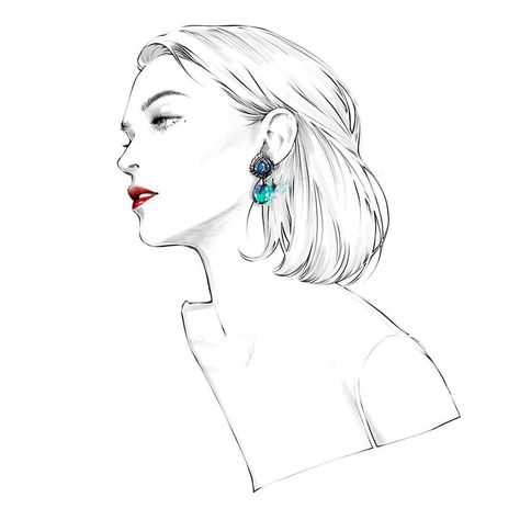 ⚡️ Jewelry Portrait, Alex Tang, Jewelry Logo Ideas, Digital Graphics Art, Pencil Sketch Drawing, Fashion Drawing Sketches, Jewellery Design Sketches, Jewelry Illustration, Jewelry Logo