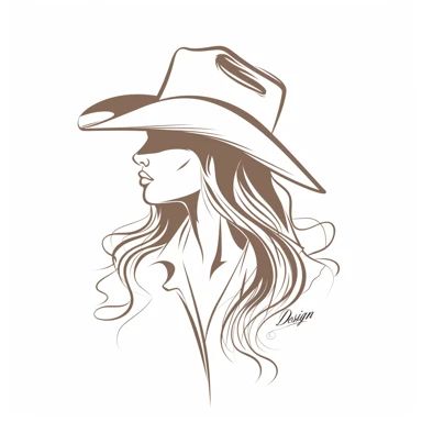 Western Vintage Tattoo, Cowgirl Face Tattoo, Cowgirl Up Tattoo, Country Music Drawings, Cowgirl Drawing Simple, Cowgirl Portrait Tattoo, Cowgirl Art Drawing, Fine Line Drawing Ideas, Western Pinup Tattoo