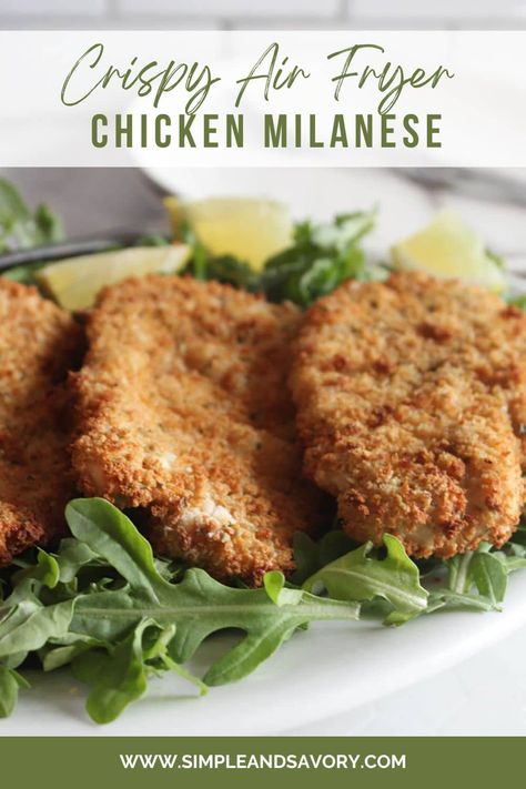 Discover the joy of cooking with this crispy air fryer chicken Milanese recipe. It's simple yet delicious, perfect for busy days. Made with just a few ingredients, this dish will quickly become a family favorite. Get all the tips and tricks to make your chicken extra crispy and tasty. You'll love how easy it is to prepare and how scrumptious it tastes. Head over to Simple and Savory to try it now and elevate your dinner game! Air Fryer Chicken Milanese, Milanese Recipe, Quick Sandwiches, Chicken Milanese, Classic Italian Dishes, Air Fried Chicken, Cooking With Olive Oil, Dinner Side Dishes, Yummy Chicken Recipes