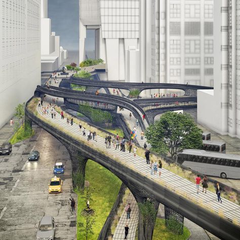 The Midtown Viaduct could link NYC's Hudson Yards and Penn Station Urban Design Architecture, New Urbanism, Urban Design Concept, Penn Station, Eco City, Urban Landscape Design, Hudson Yards, Architecture Building Design, Landscape And Urbanism