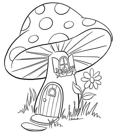 Toadstool House, Mushroom Houses, Journal Elements, Arte Doodle, Fairy Drawings, Mushroom Drawing, Magical Kingdom, Urban Threads, Pencil Drawings Easy