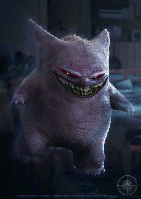 ArtStation - Gengar, Joshua Dunlop Joshua Dunlop, Creepy Pokemon, Pokemon In Real Life, Pokemon Realistic, Real Pokemon, Pikachu Art, Animals Illustration, Animals Pictures, Pokemon Memes