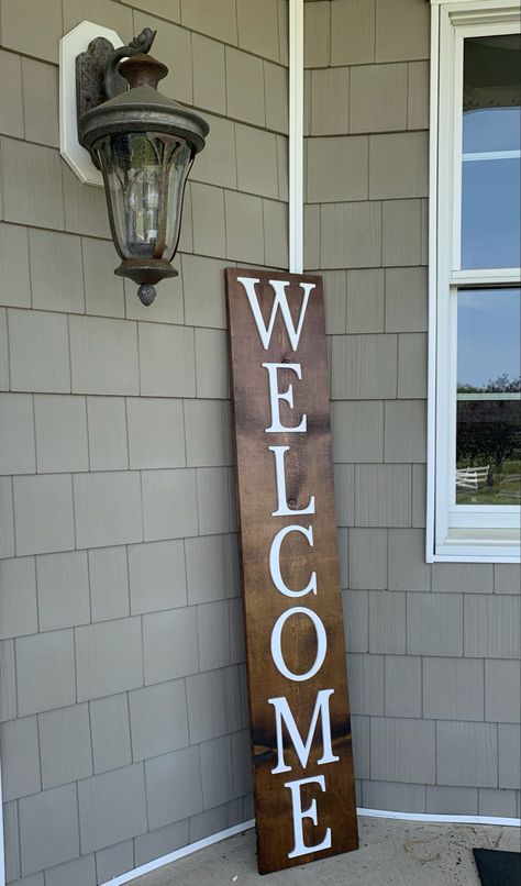 This beauty is a 5ft Welcome Sign in Dark Walnut with 3D raised Letters. Raised Letters, Front Porch Decor, Wooden Letters, Dark Walnut, Porch Decor, Welcome Home, Porch Decorating, Welcome Sign, Front Porch