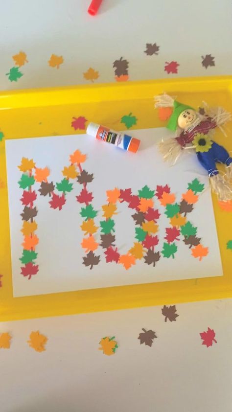 Leaf Name Craft in 2022 | Preschool crafts, Fall preschool activities, Fall crafts Fall Name Recognition Activities, Leave Activities Preschool, Fall Leaves Activities Preschool, Thanksgiving Name Craft, Fall Harvest Preschool Activities, Pre Schooler Activities Ideas Fall, Fall Leaves Preschool Activities, Leaves Crafts For Preschoolers, Fall Theme Preschool Activities