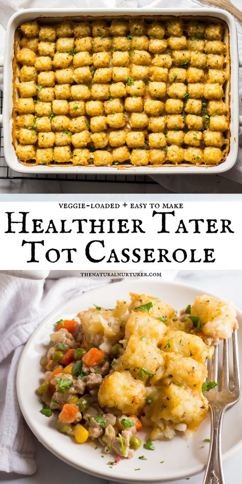 Tator Tot Casserole Healthier, Homemade Tater Tot Casserole, High Protein Tater Tot Casserole, Healthy Casserole Recipes Clean Eating, Turkey Tater Tot Casserole, Healthy Tater Tot Casserole, Ww Blue Plan Recipes, Turkey Taco Casserole, Healthy Tater Tots