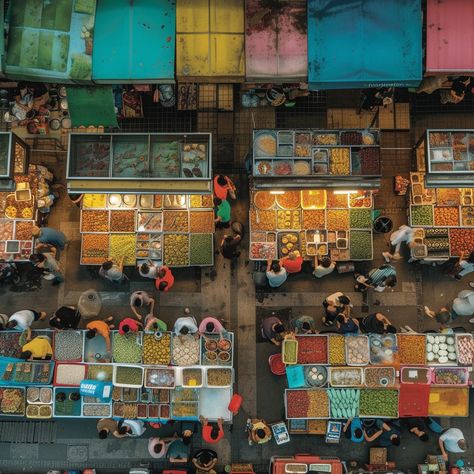 #Bustling Market Scene: Overhead view of a #vibrant street #market bustling with #vendors and #shoppers amid #colorful stalls. #aiart #aiphoto #stockcake ⬇️ Download and 📝 Prompt 👉 https://stockcake.com/i/bustling-market-scene_225540_42412 Market Scene, Space Pirates, Street Vendors, Colorful Umbrellas, Traditional Market, Celebration Background, Street Vendor, Aerial Photograph, Busy Street