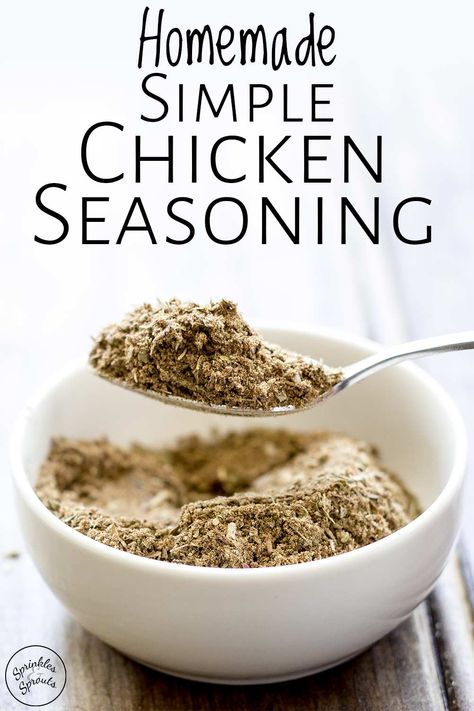 This homemade simple chicken seasoning herb blend is an aromatic blend of herbs and spices that turns a plain roast chicken pieces into a delicious rotisserie style chicken piece. Simple to make plus you control the salt! Perfect for chicken pieces or on your next roast chicken. Try it mixed it with oil and rub it into some chicken breasts. Or use it as an interesting seasoning for some chipped potatoes. This simple chicken seasoning adds that savory deliciousness to your chicken. Simple Chicken Seasoning, Best Chicken Seasoning, Roast Chicken Seasoning, Chicken Seasoning Recipes, Homemade Dry Mixes, Salt Free Seasoning, Dry Rub Recipes, Homemade Spice Mix, Spice Blends Recipes