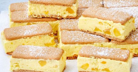 Easy mango bars recipe Summer Baking Recipes, Mango Bars, Instant Dessert, Most Popular Desserts, Frozen Mango, Summer Baking, Popular Desserts, Mango Recipes, Slices Recipes