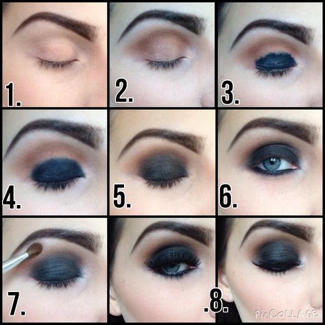 How To Wear Black Eyeshadow, How To Apply Black Eyeshadow, Blend Eyeshadow, Eyeshadow Step By Step, Green Smokey Eye, Dark Eye Makeup, Pencil Liner, Makeup Simple, Witch Makeup