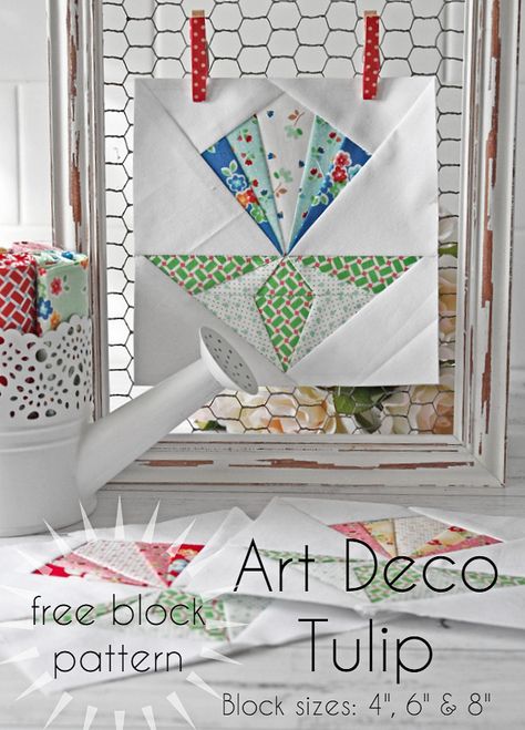 Paper Pieced Flowers, Art Deco Quilt Patterns Free, Art Deco Quilt Patterns, Deco Quilts, Art Deco Quilt, Threadbare Creations, Deco Quilt, Garden Quilts, Free Paper Piecing Patterns