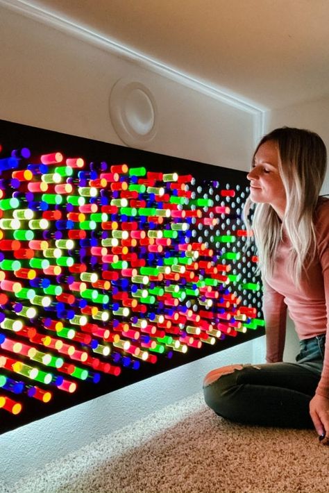 Diy Lite Brite, Closet Playroom, Sensory Playground, Angela Rose Home, Star Bathroom, Loft Playroom, Playroom Inspiration, Angela Rose, Sensory Wall