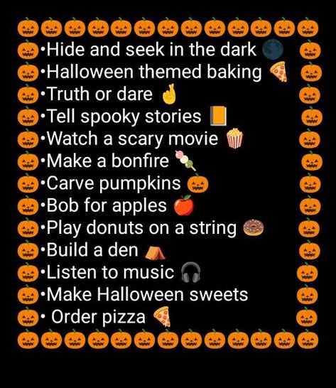 Halloween Stuff To Do With Kids, Halloween Party Vibes Aesthetic, Stuff To Do At A Halloween Sleepover, Things To Do At A Sleepover Halloween, What To Do On A Halloween Party, Summerween Sleepover Ideas, Spooky Sleepover Games, Halloween Aesthetic Sleepover, Teen Halloween Sleepover Ideas