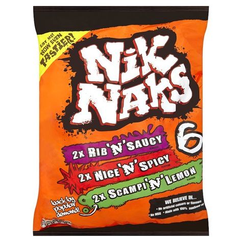 Nik Naks (Even the Scampi ones) English Sweets, British Sweets, Nik Naks, Vegan Junk Food, Grocery Supermarket, Kids Lunches, Snack Treat, British Food, Work Lunch