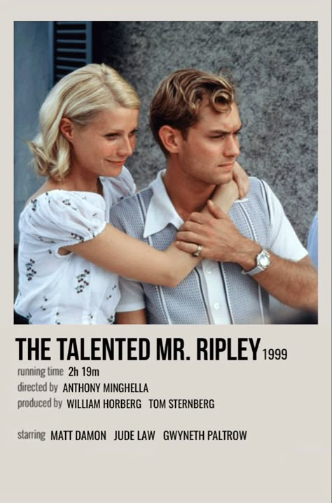 minimal polaroid movie poster for the talented mr. ripley The Talented Mr Ripley, Talented Mr Ripley, Old Money Movies, Romcom Movies, Movies To Watch Teenagers, Great Movies To Watch, Iconic Movie Posters, Girly Movies, Teen Movies