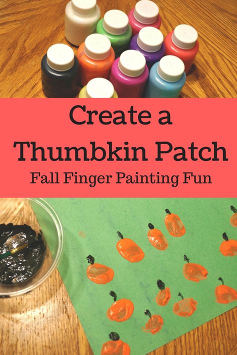 Thumbkin Patch Fall Craft - Finger Painting for Halloween - Pumpkin Patch #fall #craft #pumpkin Thumbkin Patch, Baby Art Work, Baby Artwork, Baby Art Projects, Edible Paint, Baby Activities, Autumn Activities For Kids, Fall Craft, Fall Crafts For Kids