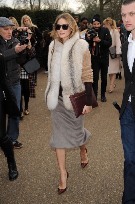 London Fashion Week Fall 2014 Fur Vest Outfit, Chloë Sevigny, London Fashion Weeks, Fashion Week Outfit, Giovanna Battaglia, Olivia Palermo Style, Vest Outfit, Poppy Delevingne, Sienna Miller