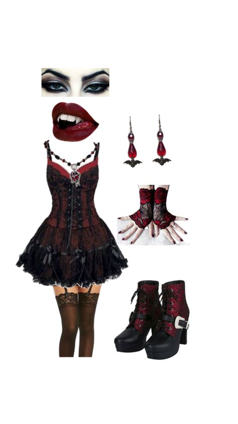 Vampire Outfit Female, Vampire Outfit Ideas, Outfit Ideas Male, Spooky Outfits, Vampire Outfit, Outfit Female, Vampire Clothes, Vampire Goth, Male And Female