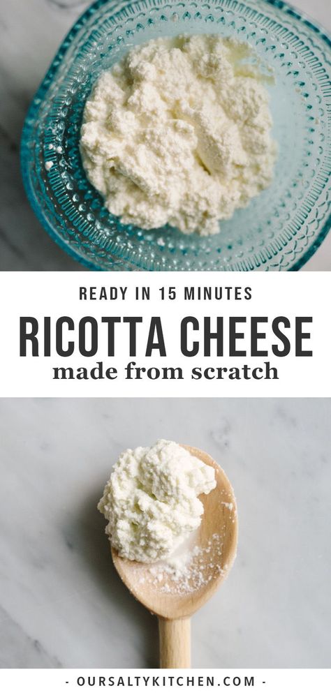 Make Ricotta Cheese, Homemade Ricotta Cheese, Cheese Recipes Homemade, Cheese Making Recipes, Ricotta Cheese Recipes, Homemade Ricotta, Macaroni Recipes, Ricotta Recipes, Homemade Condiments