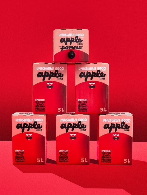 Apple Juice Packaging, Cider Packaging Design, Unusual Packaging, Apple Branding, Cider Packaging, Apple Packaging, Best Apple Cider, Kids Juice, Design Tricks