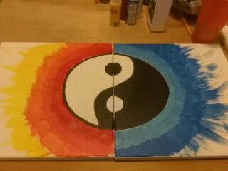 Yin Yang Acrylic Painting, Fire And Ice Painting, Painting Fire, Painting Canvases, Yin And Yang, Ying Yang, Mini Canvas Art, Mini Canvas, Fire And Ice