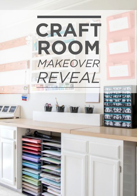 The first step to making you feel right at home in your new space? Organization! A gallery wall of categorized units is a great place to start. Try to recreate this look by starting with a color like Vibrant White in BEHR paint. We love Craving Some Creativity’s Craft Room Makeover Reveal. Paint Colors For Craft Room, Craft Room Wall Color, Craft Room Paint Colors, Organization Ideas Office, Craft Room Makeover, Space Organization, S Craft, Room Wall Colors, Dream Craft Room