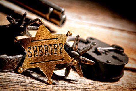 American West Legend Sheriff Badge Star and Tools. American West legend sheriff star badge lawman medallion with tools of the trade vintage western spurs and royalty free stock photos Spurs Western, Sheriff Badge, Star Badge, Old Keys, Stiles Stilinski, American West, Borderlands, Vintage Western, Old West