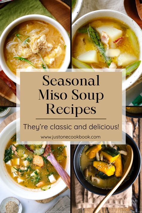 These Seasonal Miso Soup Recipes will help you live your dream of enjoying miso soup every single day year-round! This collection is packed full of wonderful flavors and every one of these recipes is easy to make. Check out the full list today and save it for all of your seasonal miso soup needs! Miso Potato Soup, Miso Fish Soup, Miso Soup Ideas, Miso Soup And Rice, Miso Egg Drop Soup, Miso Soup Breakfast, Authentic Miso Soup, Japanese Soups And Stews, Korean Miso Soup