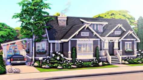 Ts4 Brindleton Bay House, Sims 4 Craftsman Cc, Sims 4 Starter Home, Sims Exterior, Brindleton Bay, Roblox House, Sims Houses, Sims Builds, Growing Together