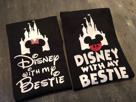 Disney Shirts For Best Friends, Matching Disney Shirts For Best Friends, Disney Best Friend Shirts, Cute Matching Disney Shirts Best Friends, Bff Disney Shirts, Disney Besties Shirts, Disney With My Bestie Shirt, Disney Squad Goals Shirt, Bestie Disney Trip