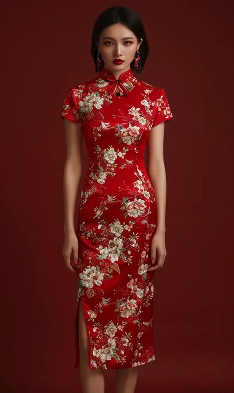 Midjourney AI Image: National style cheongsam full body portrait, short clothing, Chinese elements, standing posture, 202... → more in ai-img-gen.com Woman With Dark Hair, Full Body Portrait, Traditional Cheongsam, Body Portrait, Standing Posture, Chinese Woman, Chinese Element, Traditional Chinese Dress, Chinese Dress