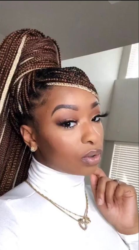 2 Color Braids For Black Women, Braid Colors For Brown Skin, Fall Color Box Braids Black Women, Fall Box Braids Black Women, Braid Colors On Dark Skin, Hair Color Combinations For Braids, Attachment Colors For Dark Skin Braids, 2 Colour Braids, Coloured Box Braids Dark Skin