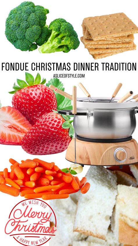 Fondue Christmas Dinner Tradition - A Slice of Style Fondue Christmas Dinner, Meat Fondue Recipes Broth, Red Wine Fondue Broth, Beer Cheese Fondue Recipe Melting Pot, Cheese Fondue Switzerland, Fondue Recipes Cheese, Fondue Pot, Fondue Recipes, Christmas Traditions Family