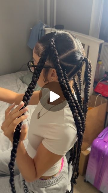 styledby.nahsjayx on July 16, 2023: "5 ⭐️’s only !! a little twist on the " jayda wayda braids" what ya think ? • • • • • #hairmodels #braids #knotless #sty...". Zig Zag Ponytail Braids, Jada Braids Tiktok, How To Do Jada Wayda Braids, Two Braids In Front With Ponytail, Jada Wayda Braids With Curls, Jada Wada 5 Braids, Jayda Way Da Braids, Jayda Wayda Braids With 2 On Each, Jayda Wayda Braids 4 Parts