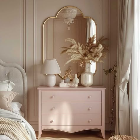 11+ Soft Pink Bedroom Furniture Design Ideas for a Gentle Ambiance • 333+ Art Images Neo Classical Interiors Bedroom, Soft Pink Bedroom, Neo Classical Interiors, Bedroom Dresser Styling, Bed Furniture Set, Pink Bedroom Furniture, Furniture Design Ideas, Coquette Room Decor, Kids Room Interior Design