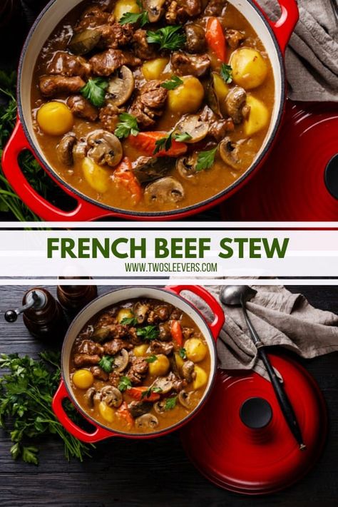 Beef Daube | Instant Pot Beef Daube | Pressure Cooker Beef Daube | French Beef Stew | Daube Recipes | Slow Cooker Beef Daube | Dutch Oven Beef Daube | Instant Pot French Beef Stew | TwoSleevers | #twosleevers #beefdaube #daube #beefstew #instantpot Beefstew Instantpot, Summer Beef Stew, French Entrees, French Beef Stew Recipe, Beef Daube, Quick Beef Stew, Dutch Oven Beef Stew, Pressure Cooker Beef Stew, French Beef Stew