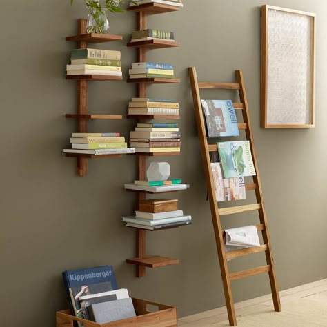 Diy Bookshelf Design, Column Shelves, Simple Bookshelf, Diy Wand, Decor Ikea, Regal Design, Bookshelf Design, Bookshelves Diy, Diy Interior