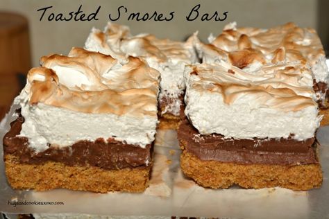 smores toasted Smore Bars, Hugs Cookies, Chocolate Goodies, S Mores Bars, Fudge Bars, S'mores Bar, Marshmallow Creme, Bar Cookies, Brownie Bar