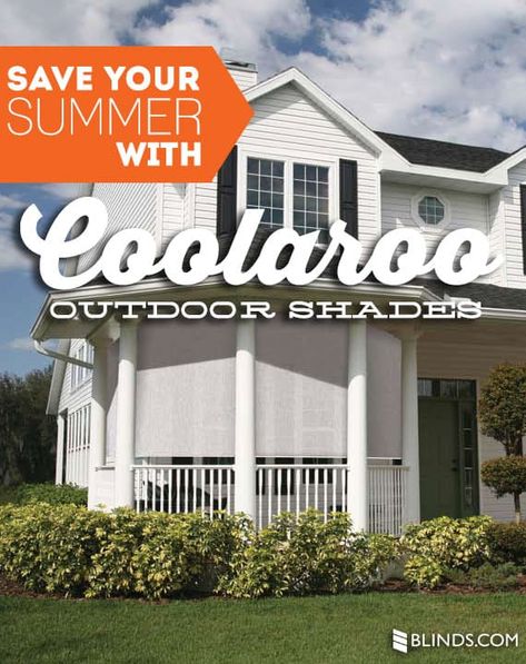 Coolaroo Outdoor Shades From Blinds.com Outdoor Blinds Patios, Porch Shades, Exterior Shades, Patio Privacy Screen, Patio Privacy, Diy Pallet Furniture Outdoor, Outdoor Blinds, Outdoor Sun Shade, Solar Shades