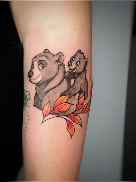 Momma Bear Tattoo, Brother Bear Tattoo, Sticker Tattoo Ideas, Danny Tattoo, Tattoo Character, Bear Tattoo Designs, Brother Tattoos, Inkbox Tattoo, Mother Tattoos