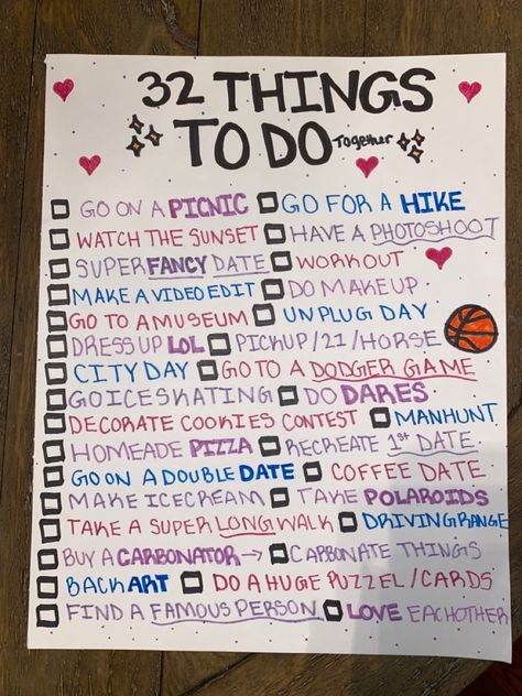 Boyfriend And Girlfriend Date Ideas, To Do List With Girlfriend, Activities For Boyfriend And Girlfriend, Fun Date Ideas With Boyfriend, Dates By Yourself Aesthetic, Love Book For Girlfriend, Activities With Boyfriend Aesthetic, Todo List Ideas Things To Do, To Do List Boyfriend