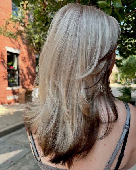 moody platinum toned with @redkenpro @redken •10VV 10T 9G 9N clear •4NB 4NA #platinumblonde #twotonedhair #blonde #lowlights #redken #redkenobsessed #redkenshadeseq #althair #highcontrasthair #phillyhairstylist #phillyhair #phillyhairsalon #althairstylist #haircolorist @modernsalon @american_salon @hairbrained_official @hair_slayerz @elevatehair Platinum Blonde Lowlights, Blonde Cool Tone Highlights, Low Maintenance Platinum Blonde, Platinum With Lowlights, Platinum Hair With Lowlights, Blonde And Lowlights, Low Lights Blonde Hair, Lowlights In Blonde Hair, Dark Cool Blonde