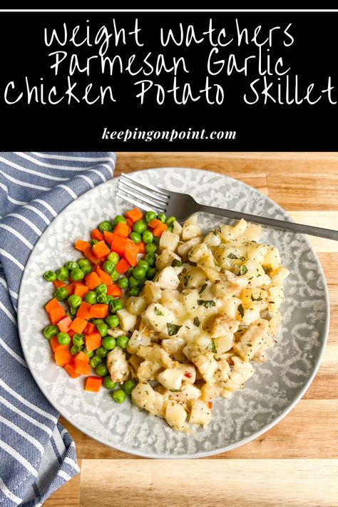 Weight Watcher Skillet Meals, Keeping On Point Recipes, Ww Low Point Meals, Chicken Potato Skillet, Parmesan Garlic Sauce, Ww 2023, Parmesan Garlic Chicken, Ww Dinners, Weight Watchers Food Points